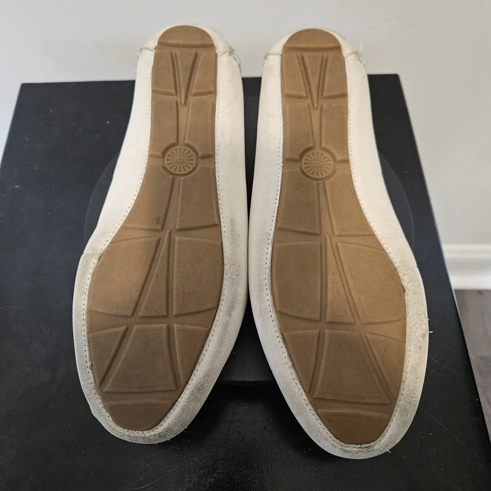 UGG WOMEN'S CALLEN LOAFERS FLATS IN JASMINE SOFT WHITE LEATHER SIZE 8